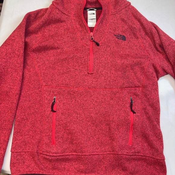 The North Face Red Heathered Fleece 1/4 Zip Hoodie Women's M - Picture 5 of 11